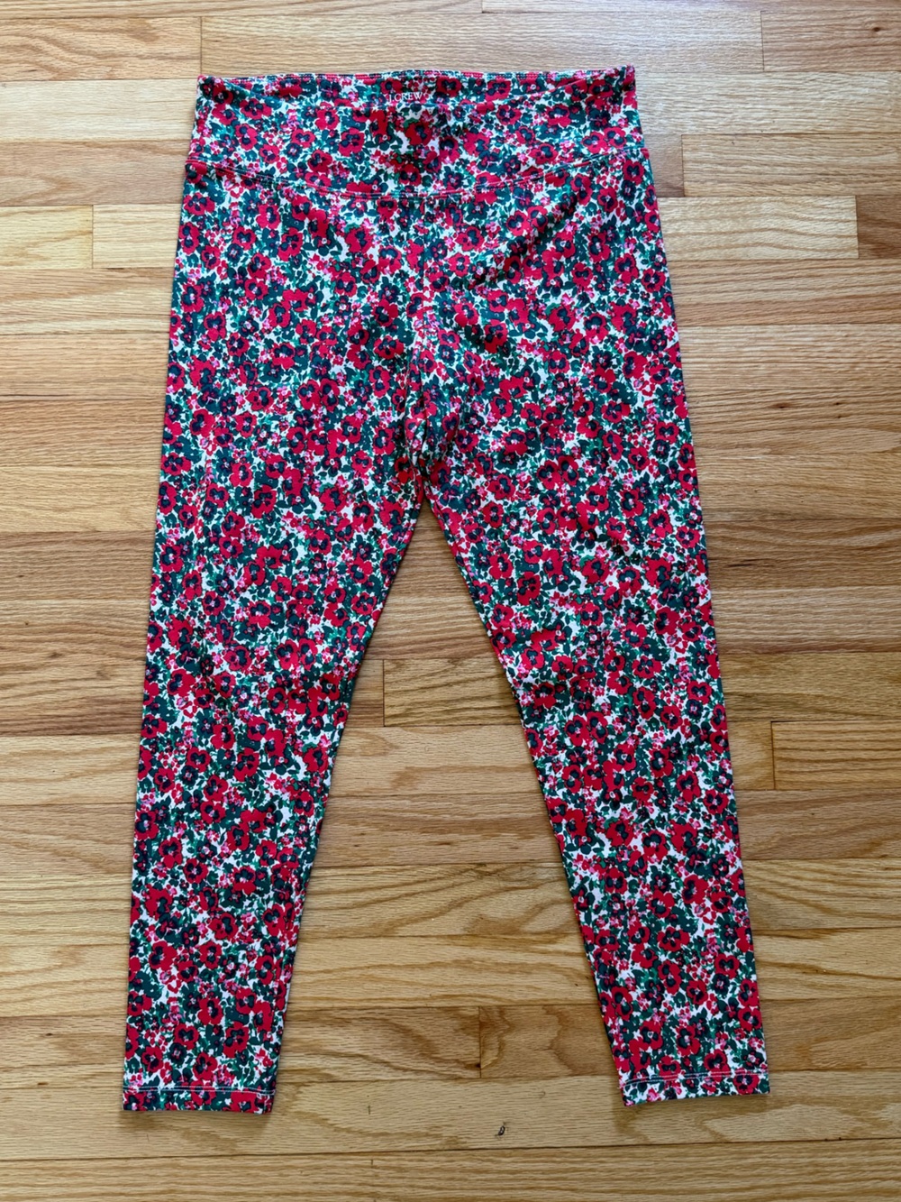 J. Crew Red Green Floral Leggings L